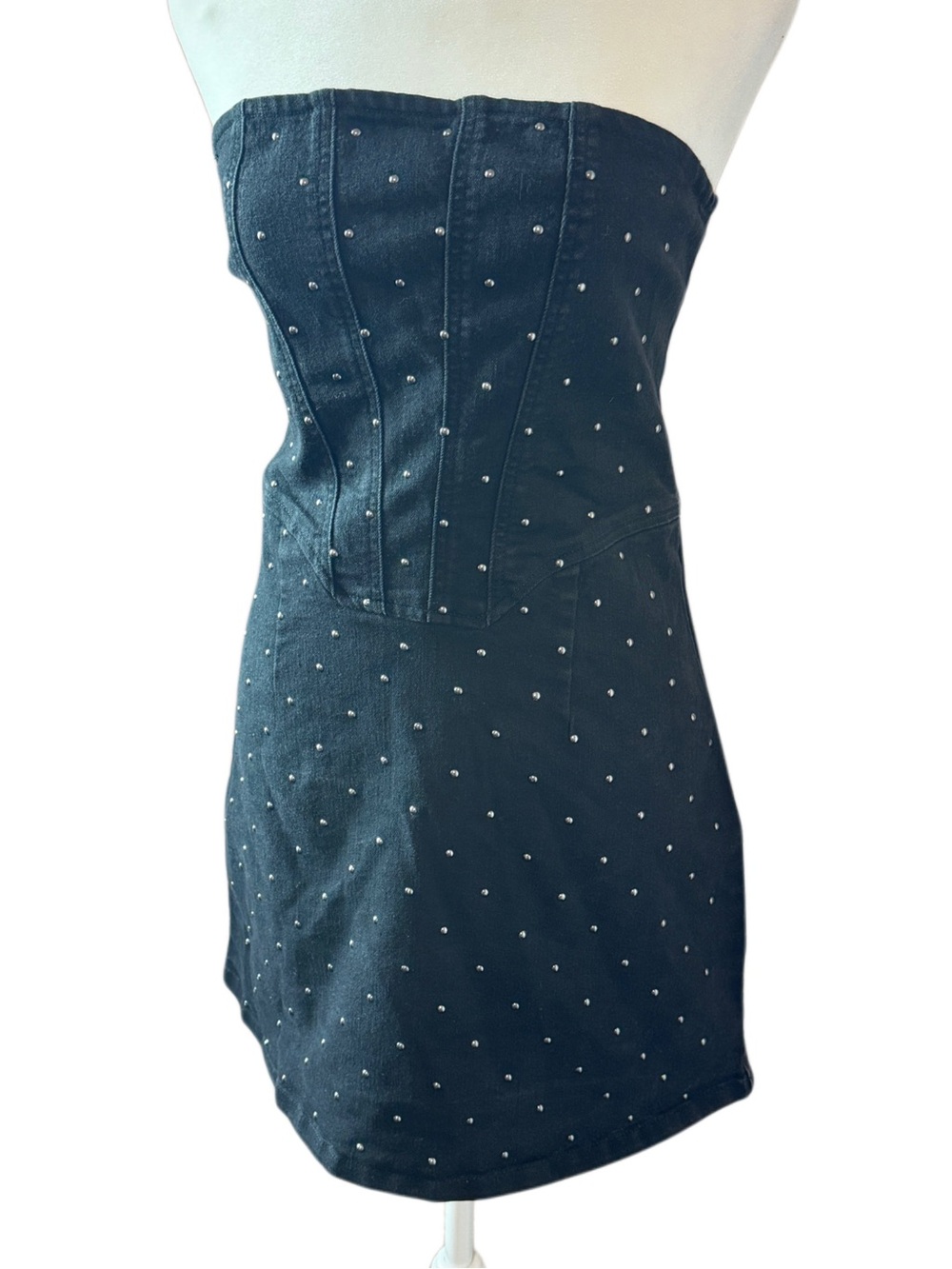Tinseltown Studded Denim Strapless Mini Dress Medium Juniors